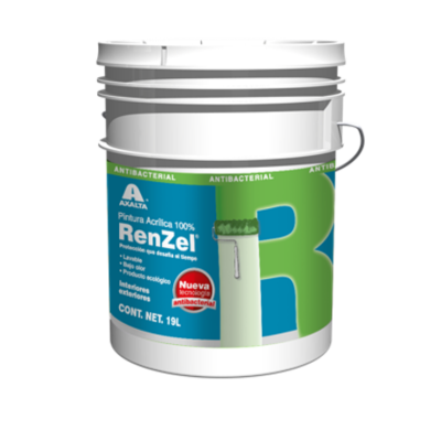 YC001-19 PINTURA VINILICA ANTIBACTERIAL SATIN BLANCO RENZEL 19LT